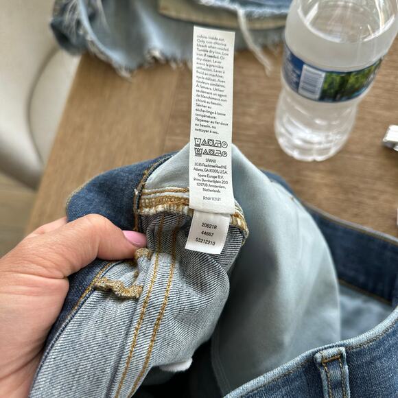 Spanx Denim Patch Pockets High Rise Cropped Wide Leg Jeans Blue XL NWT - Picture 9 of 10